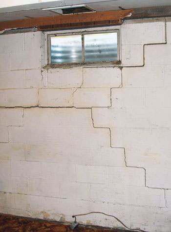 severe bowing and buckling of foundation walls in Sandy