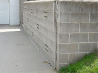 A retaining wall separating from the adjoining walls in Centerville