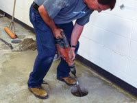 Coring the concrete of a concrete slab floor in Clearfield