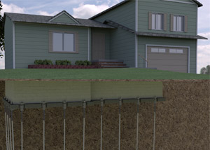 diagram of foundation push piers installed on a home
