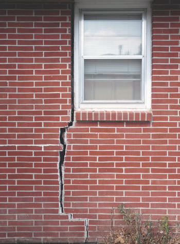 severe foundation wall cracks along a window in Lehi