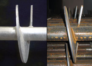 a proper and improper helical blade system in two different foundation piers in West Jordan.