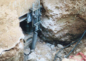 a bent, failed foundation push pier installed in Park City.