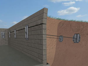 A graphic illustration of a foundation wall system installed in Pleasant Grove