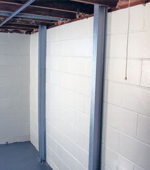 A PowerBrace™ i-beam foundation wall repair system in Salt Lake City
