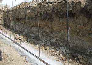 Soil layers exposed while excavating to construct a new foundation in Layton