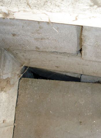 inward rotation of a foundation wall damaged by street creep in a garage in Lehi