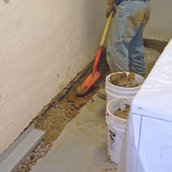 Digging a trench for a French Drain system in Salt Lake City