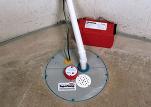 A sump pump system with a battery backup system installed in Pleasant Grove