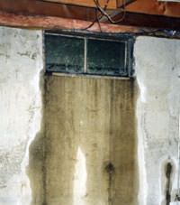 Flooding through basement windows in a Springville home.