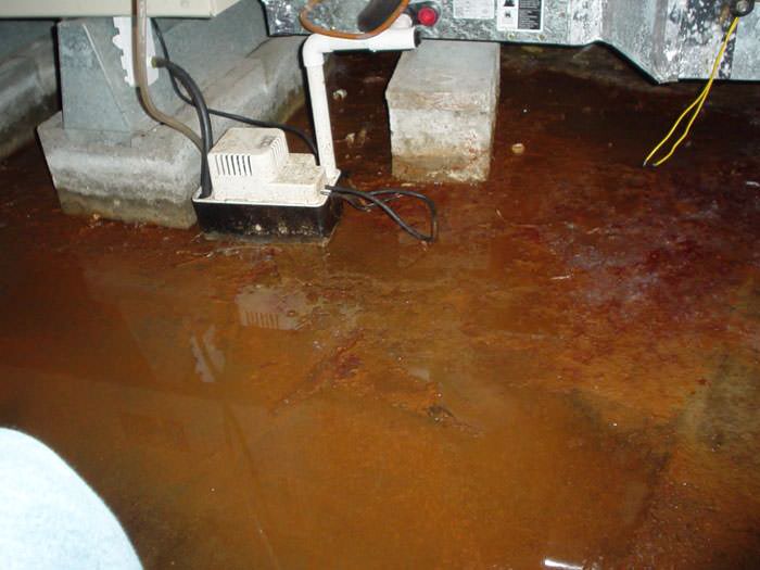 Iron Bacteria Ochre In Wet Basements Water Flooded With Iron Ochre And Bacteria Flooding A Basement Floor